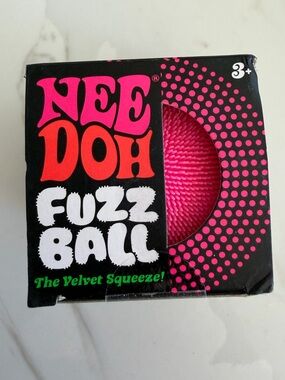 Needoh Fuzzball Velvet Squeeze Pink Sensory Stretch Toy